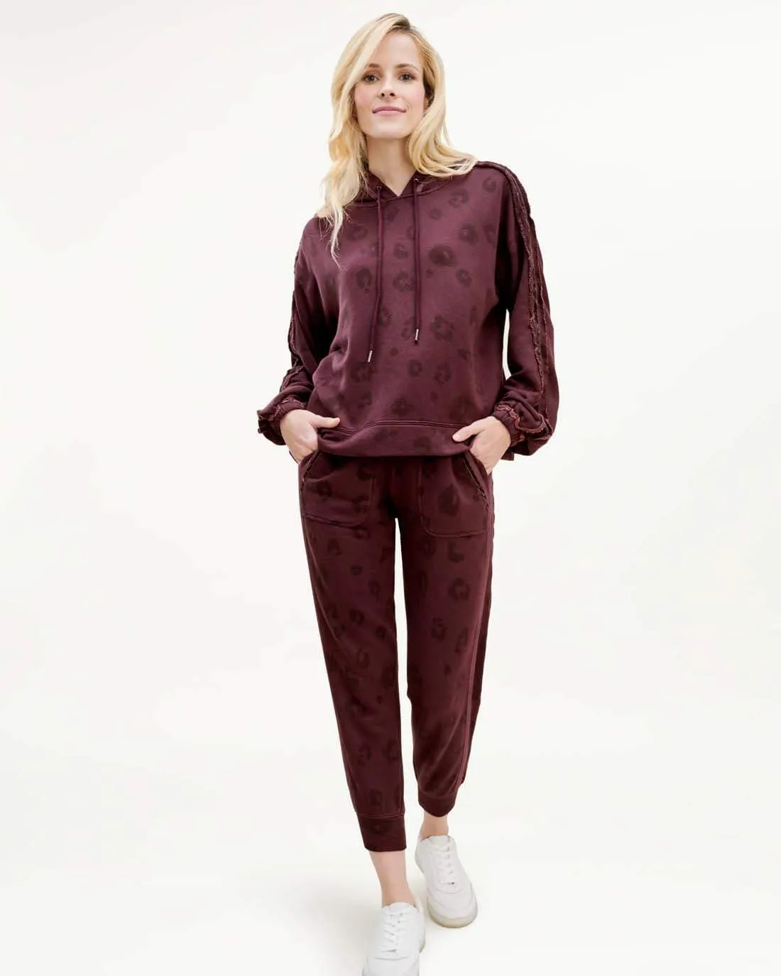 Splendid - Corinna Jogger Pant in Black Cherry Leopard