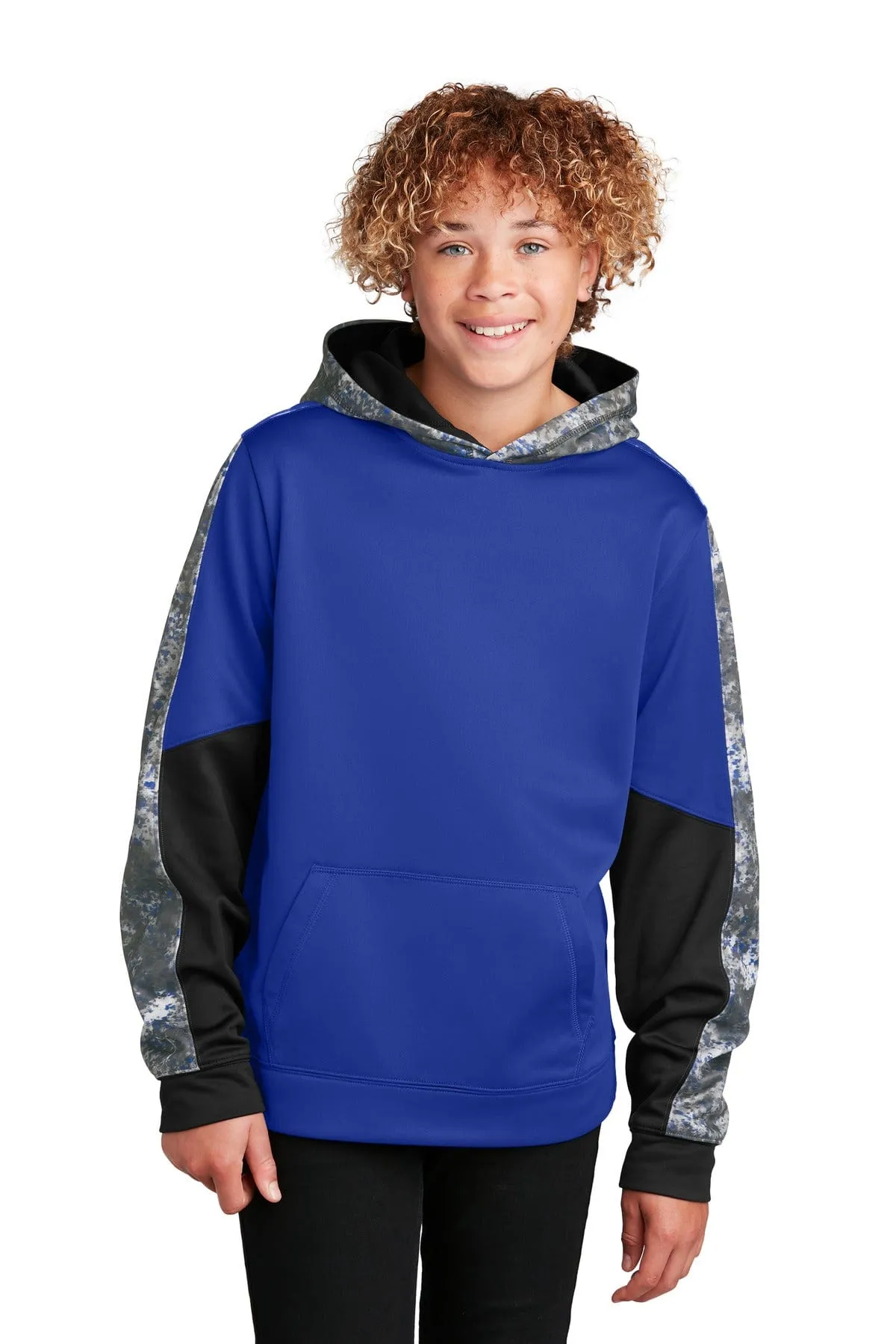 Sport-Tek YST231: Youth Sport-Wick Mineral Freeze Fleece Colorblock Hooded Pullover