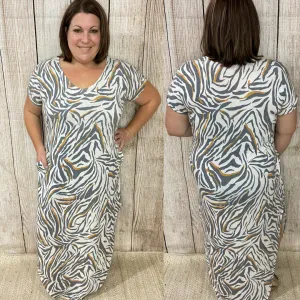 Striped Animal Print Maxi Dress