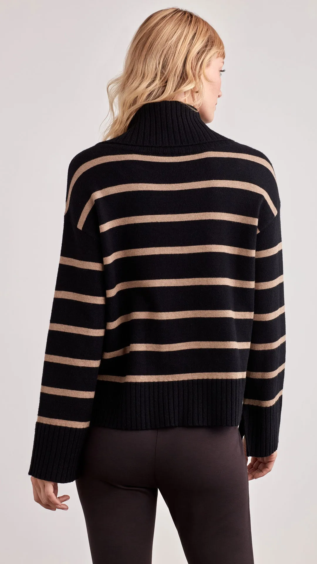 STRIPED COWL NECK SWEATER