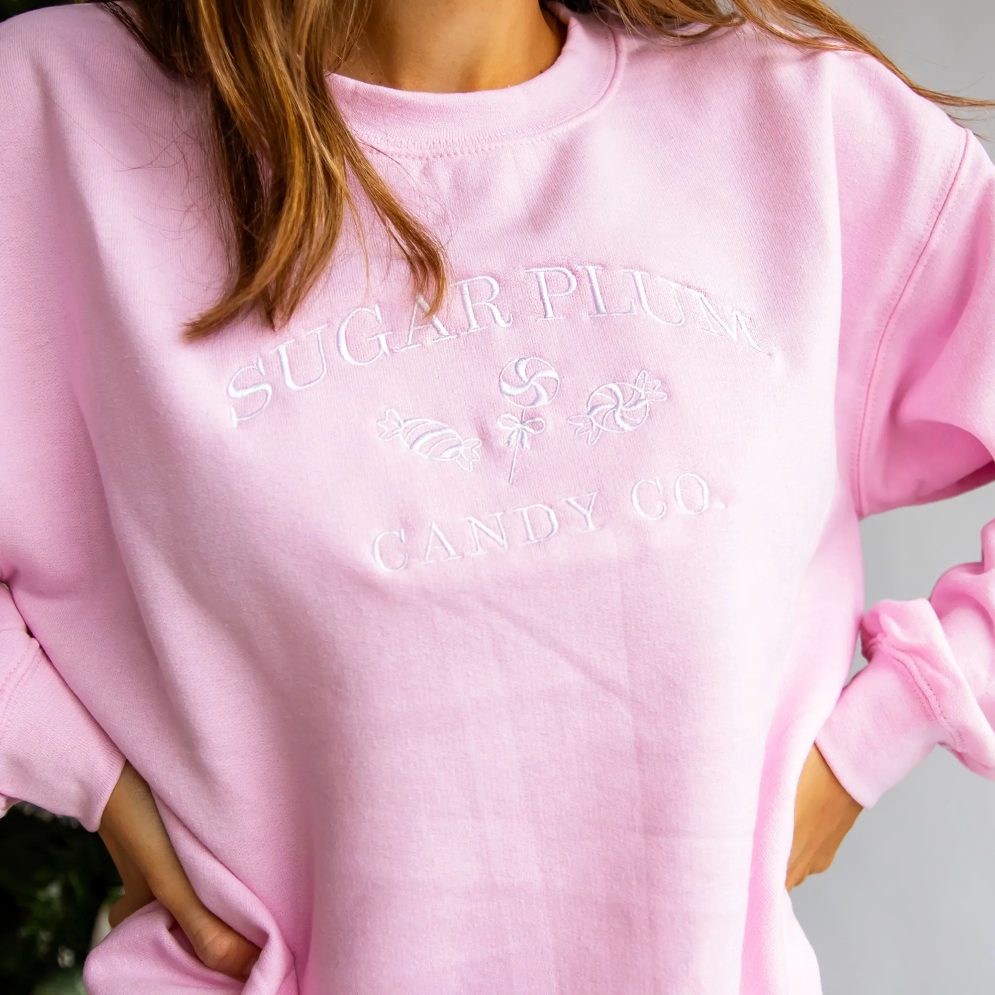 Sugar Plum Candy Co Embroidered Gemma Crewneck Sweatshirt