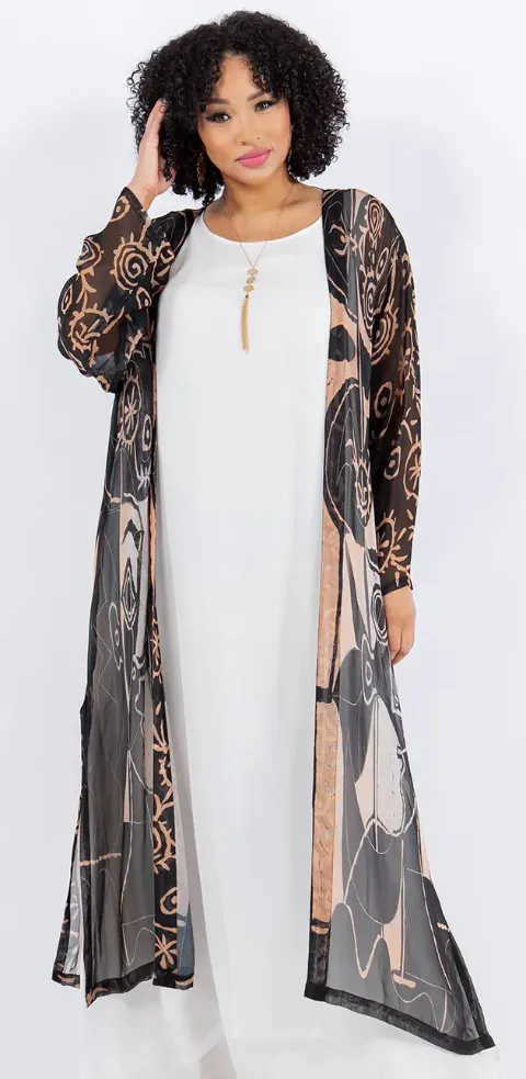 Sunheart Piccasso Boho Long Jacket Hippie Chic Resort Wear Sml-2X