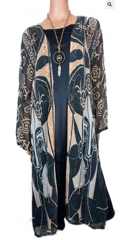 Sunheart Piccasso Boho Long Jacket Hippie Chic Resort Wear Sml-2X