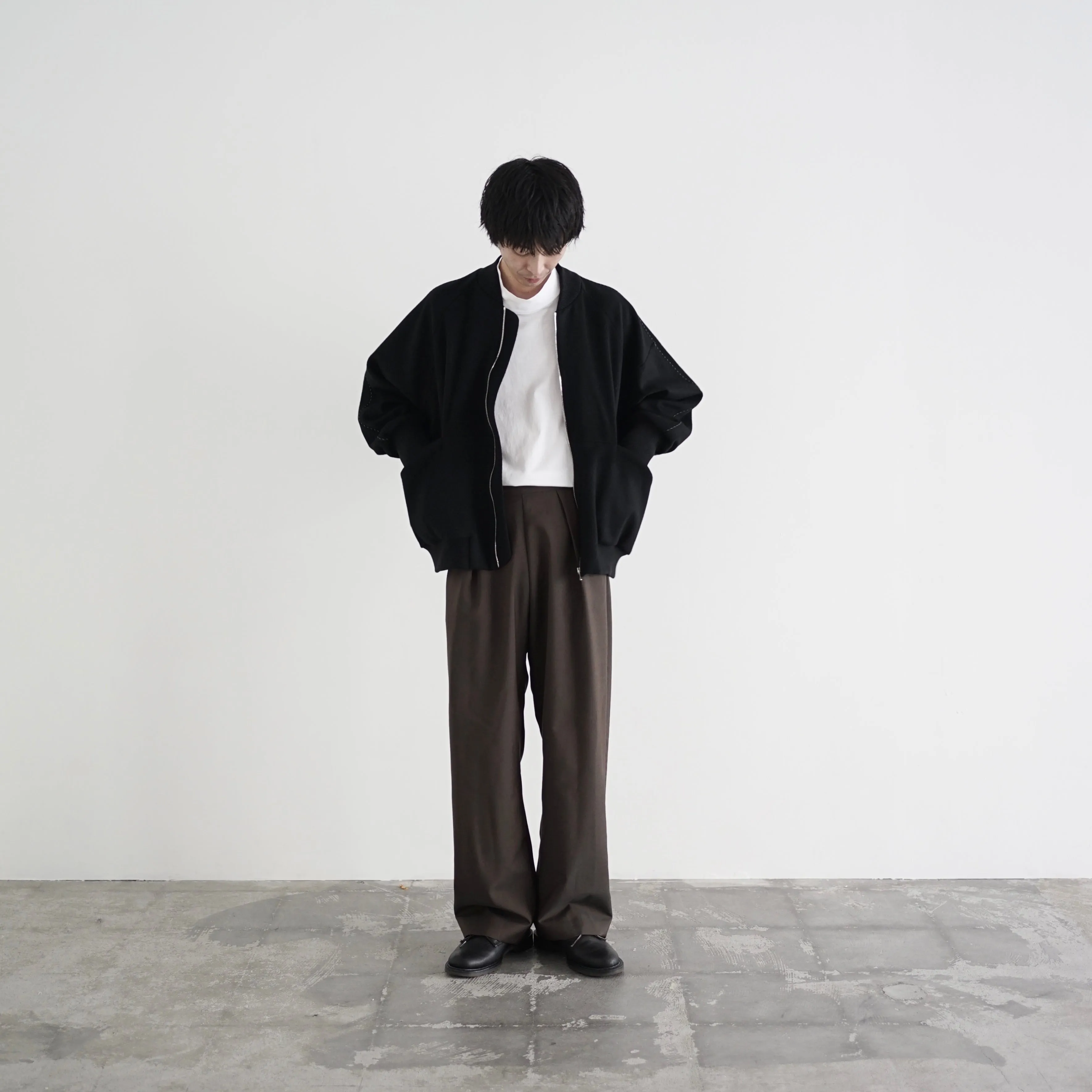 super100's wool beaver minimalistic bomber jacket