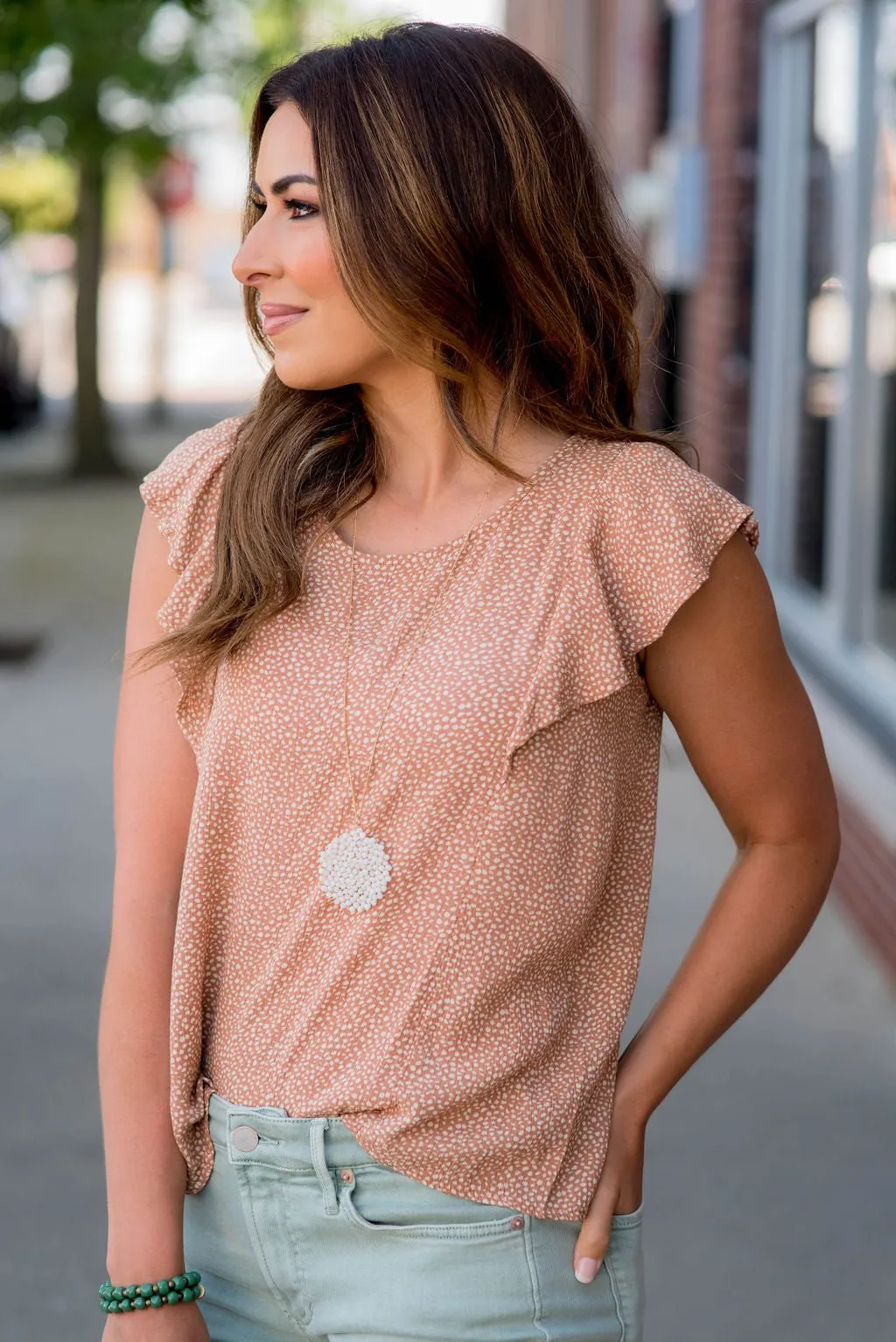 Textured Speckled Flutter Tee