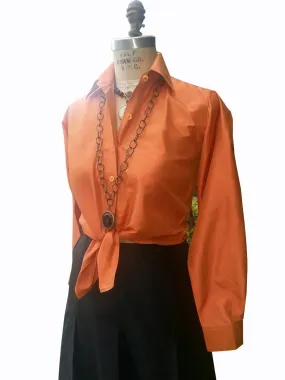 Thai Silk Button Down Shirt Pumpkin