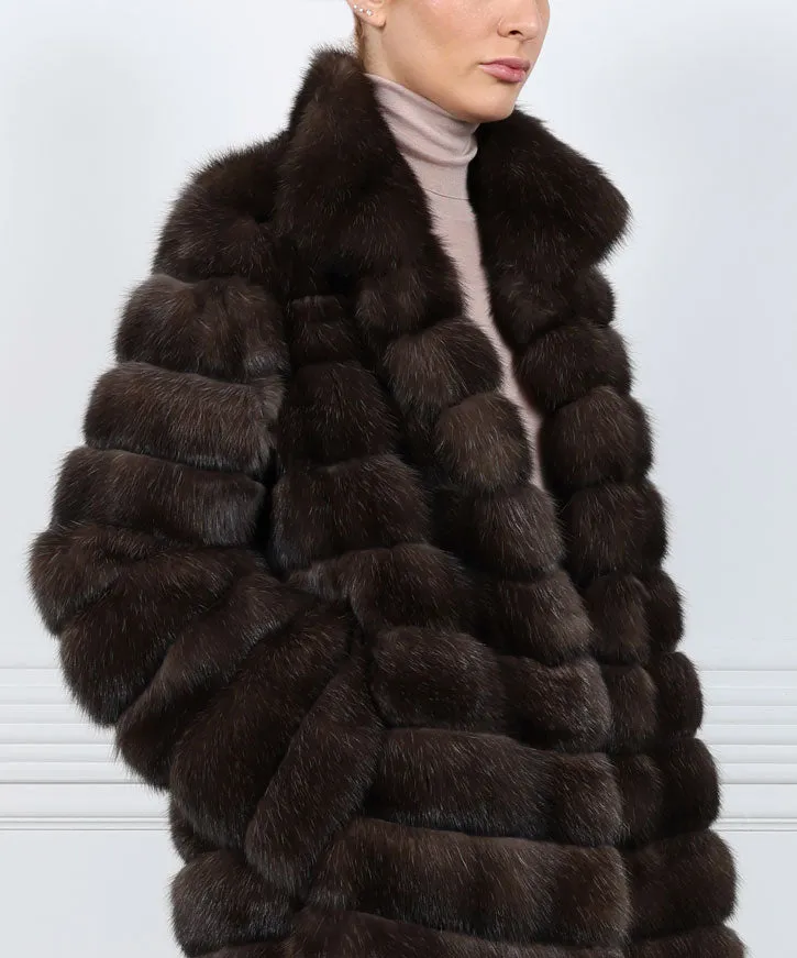 The Addison Horizontal Sable Fur & Suede Coat