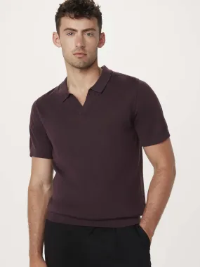 The Johnny Collar Merino Polo in Purple