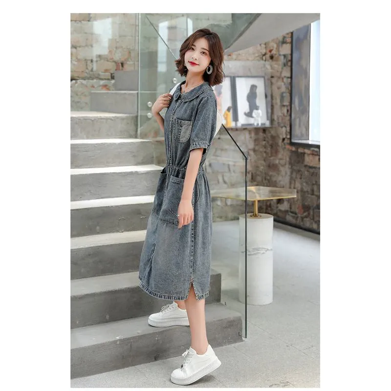 Thin Slimming Cinched Waist Denim Coat