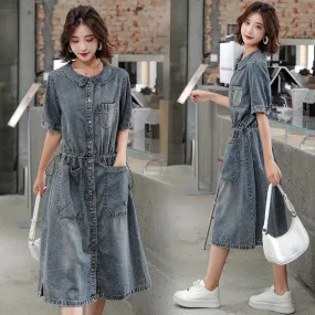 Thin Slimming Cinched Waist Denim Coat