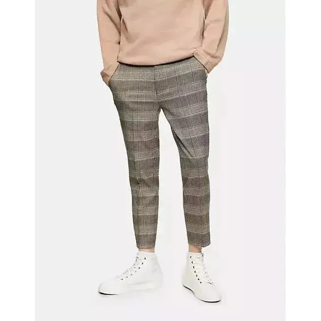 Topman Men's Stretch Skinny Check Pant