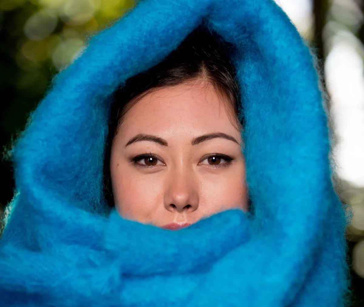 Turquoise Blue Mohair Chair Throw