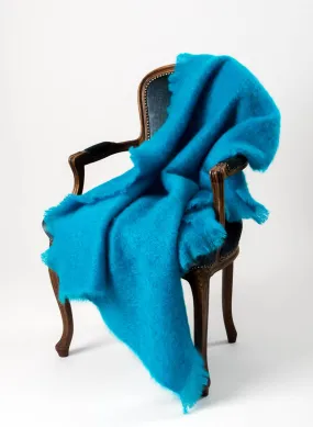 Turquoise Blue Mohair Chair Throw