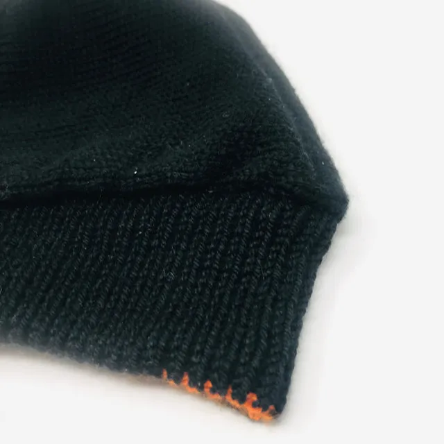 Unbranded  Black Orange Wool Knit Beads Winter Cap 2400-679-11521