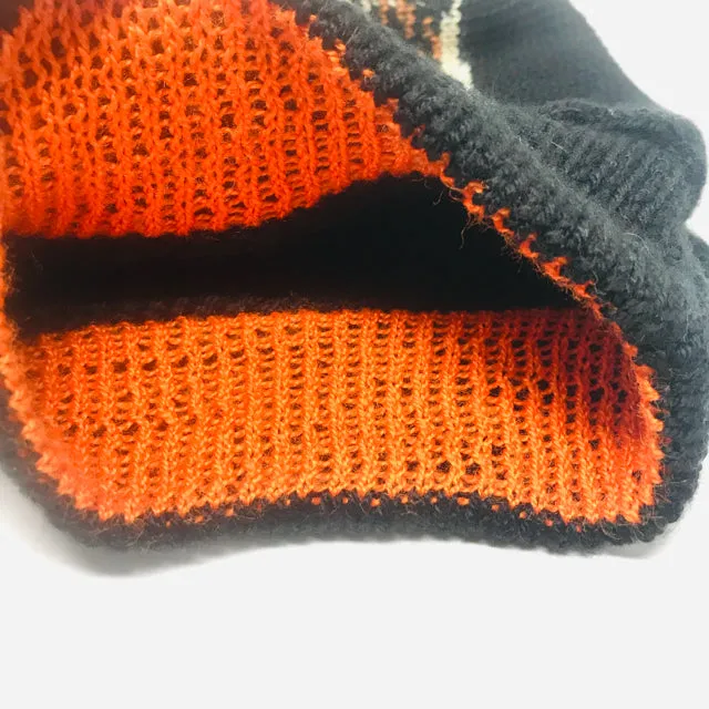 Unbranded  Black Orange Wool Knit Beads Winter Cap 2400-679-11521