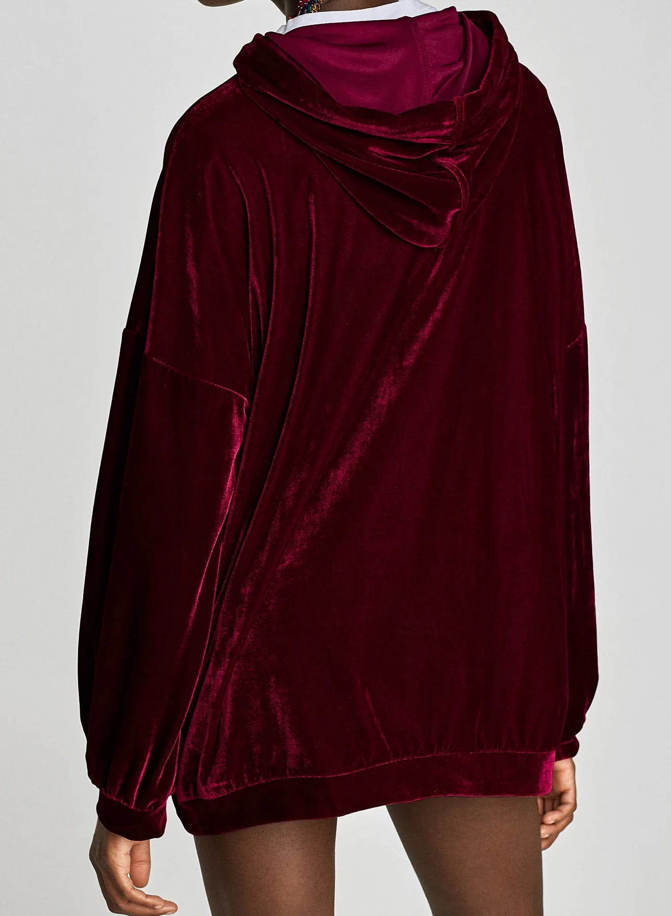 Unisex Oversized Burgundy Velvet Hoodie / Pullover Premium Quality