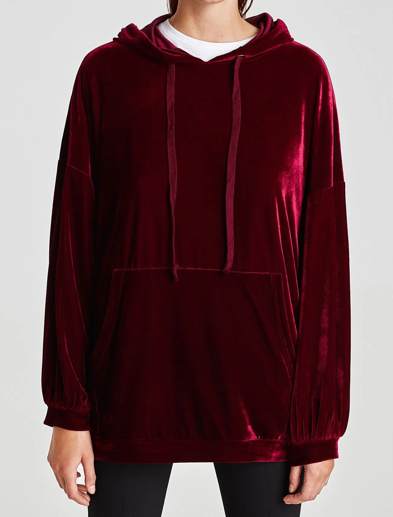 Unisex Oversized Burgundy Velvet Hoodie / Pullover Premium Quality