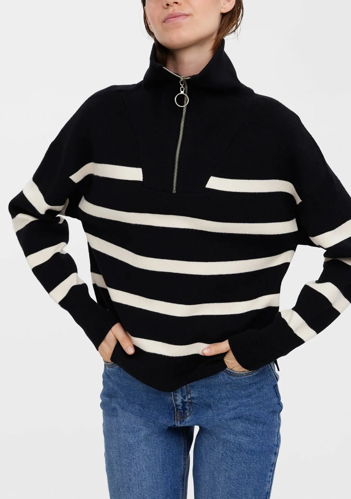 VMSaba Stripe LS 1/4 Zip Sweater