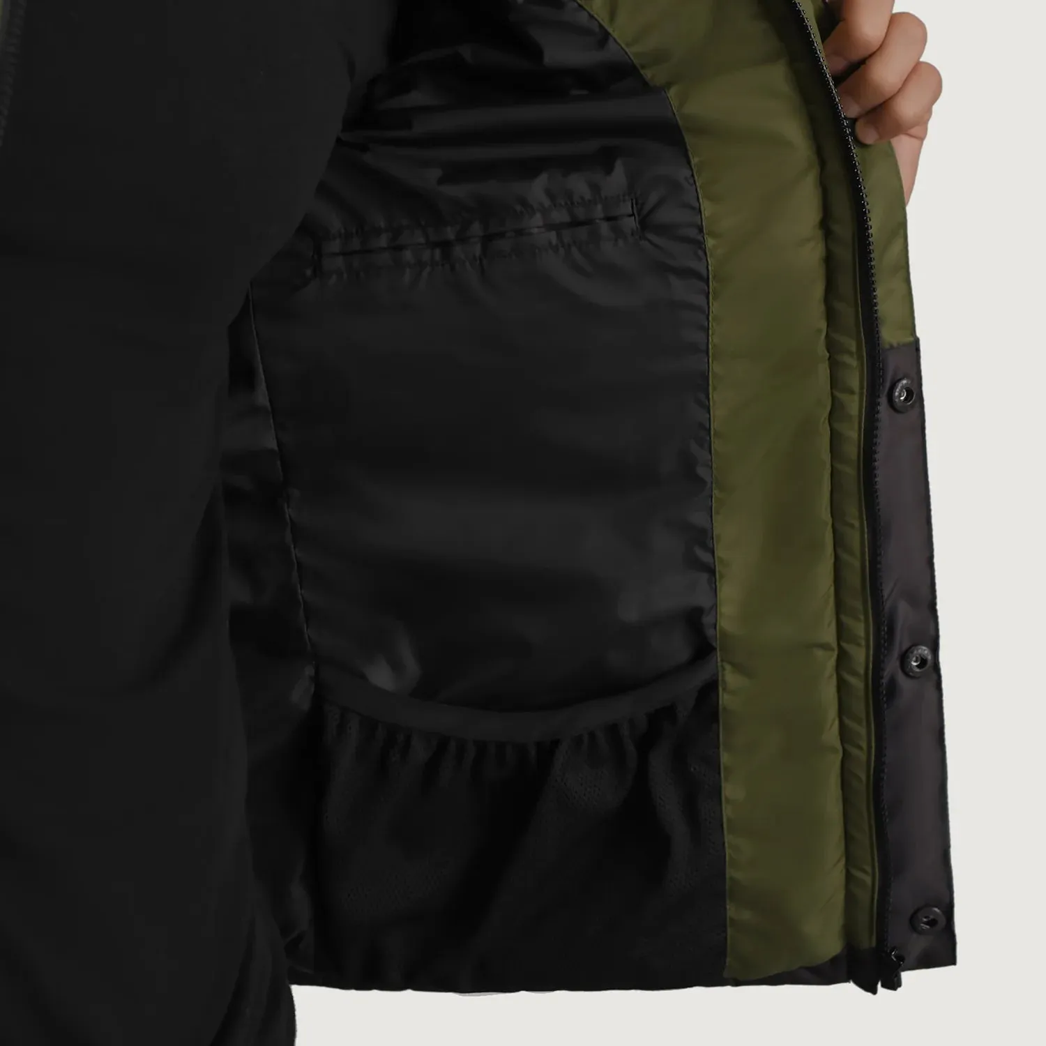 Wayne Black & Green Hooded Puffer Jacket