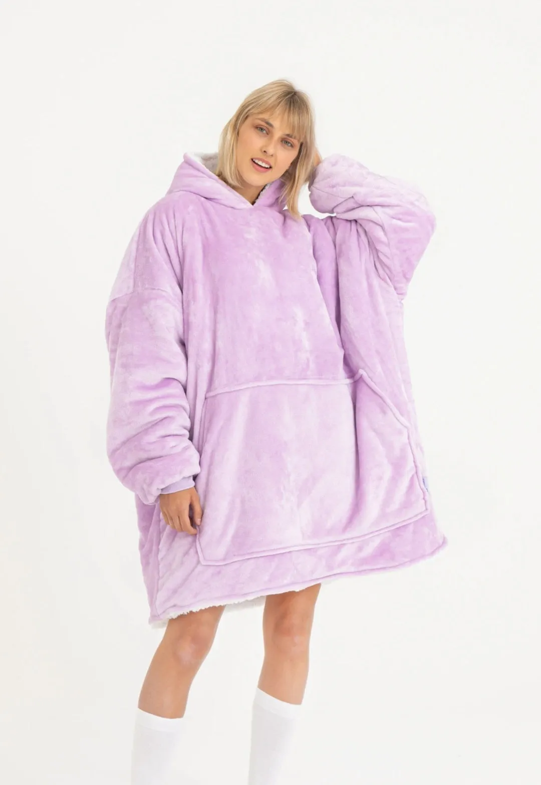 Winter Warm Soft Velour Hoodie Blanket Pocket Big Soft Robe Bathrobe Sweatshirt Pullover