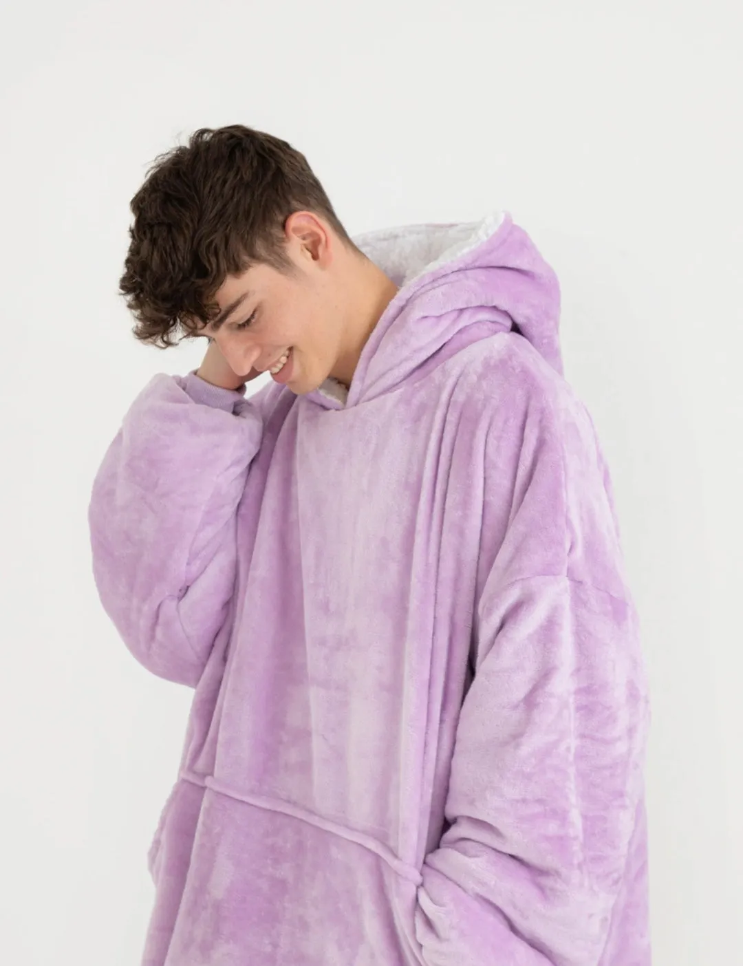 Winter Warm Soft Velour Hoodie Blanket Pocket Big Soft Robe Bathrobe Sweatshirt Pullover