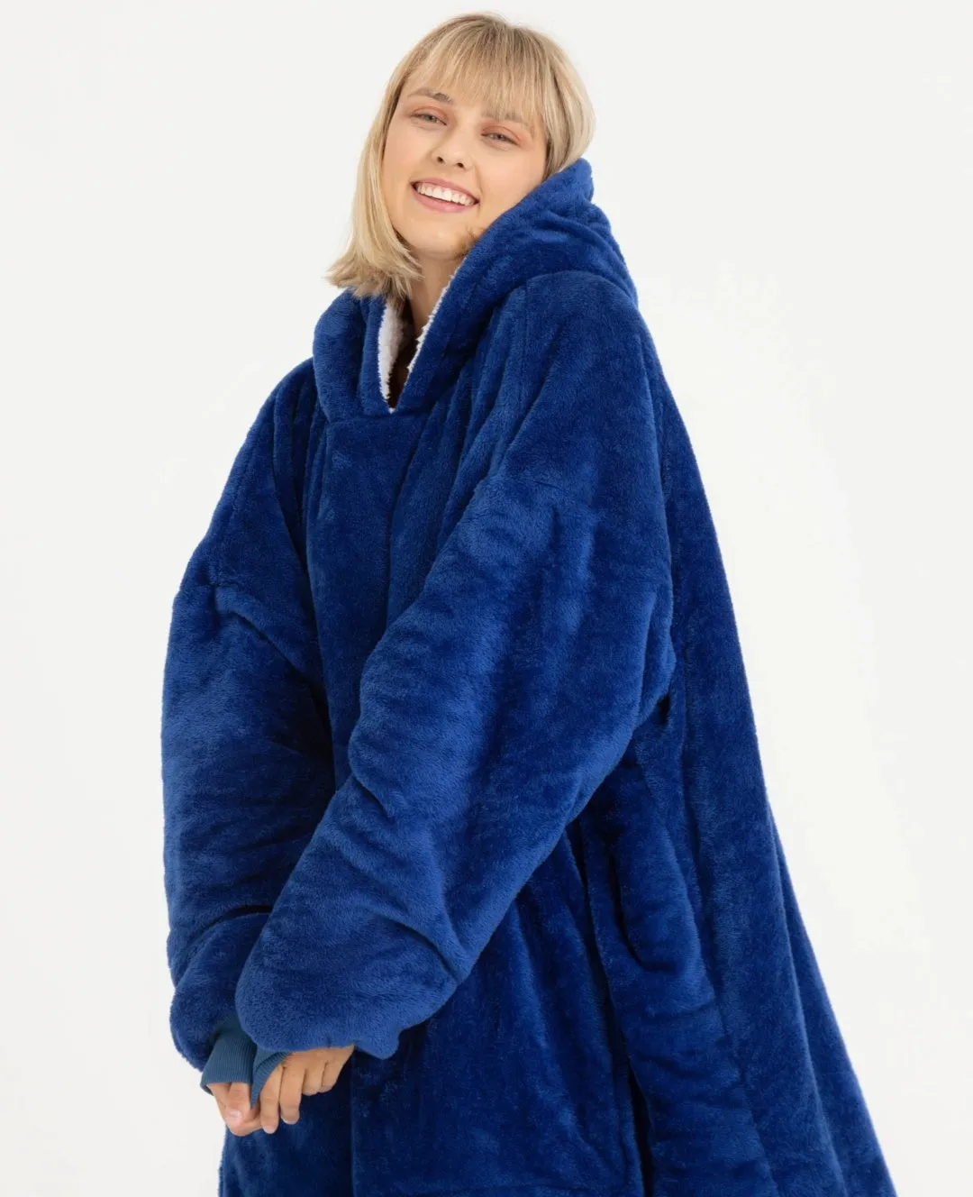 Winter Warm Soft Velour Hoodie Blanket Pocket Big Soft Robe Bathrobe Sweatshirt Pullover