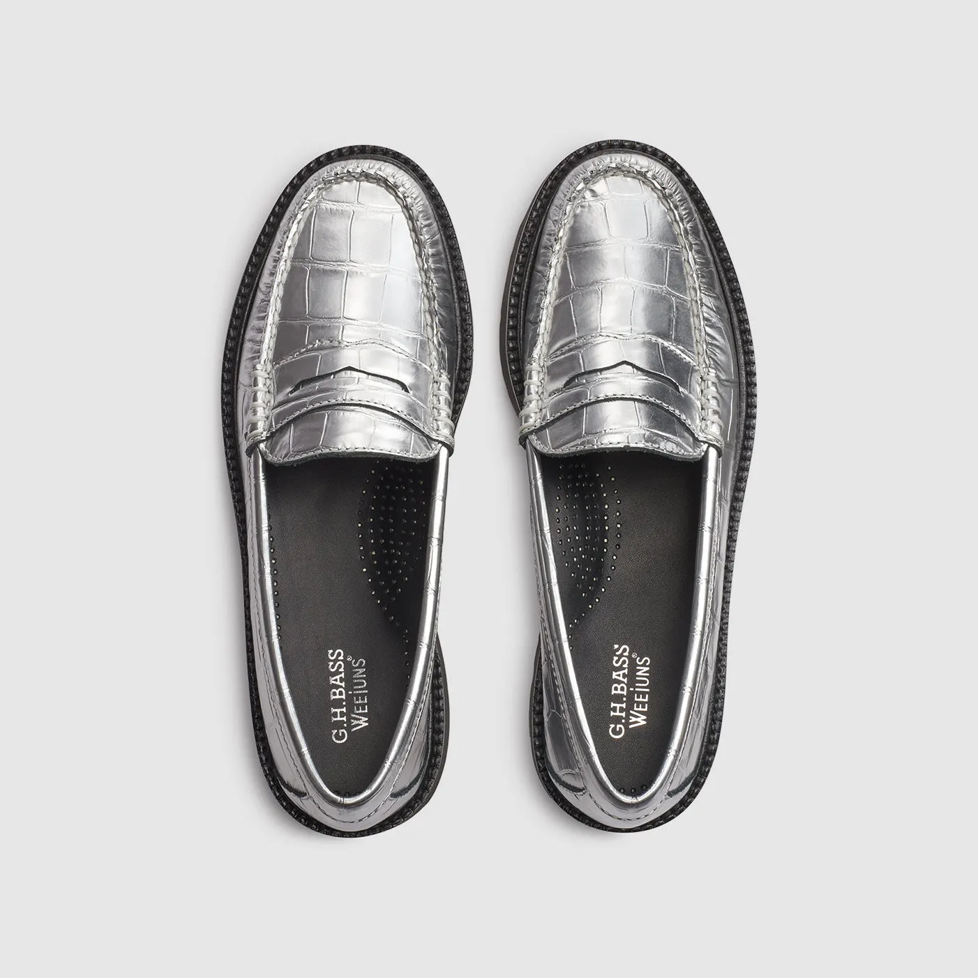 Womens Whitney Metallic Croc Super Lug Weejuns Loafer