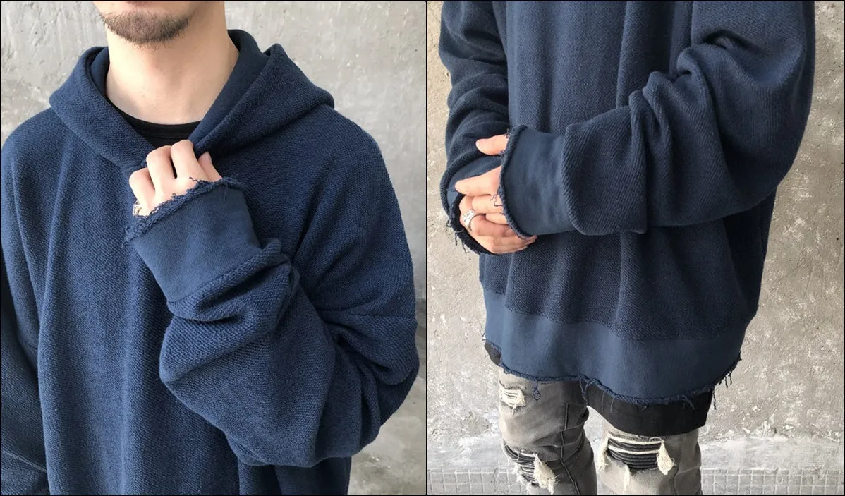 XS-6XL Oversized Cross Stitching Hoodie / Raw Edge Hoodie