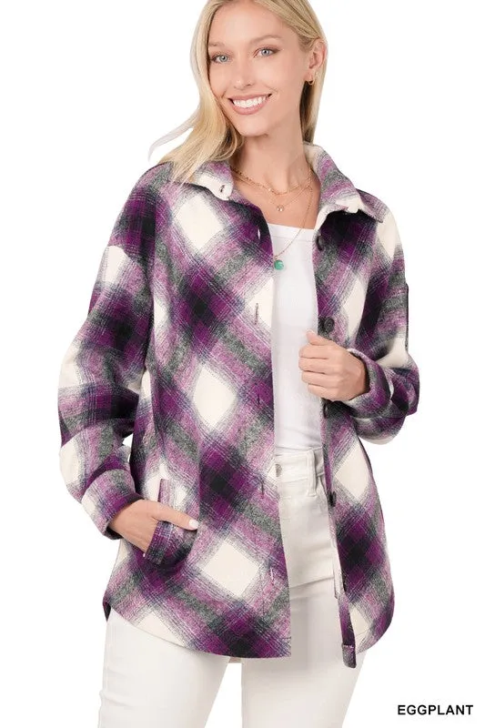 Yarn Dyed Plaid Shacket With Pockets - online exclusive