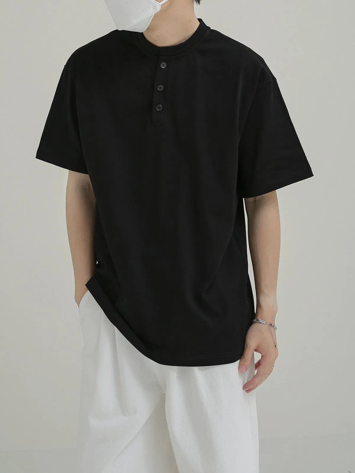 Zhou Thin Henley Collared T-Shirt