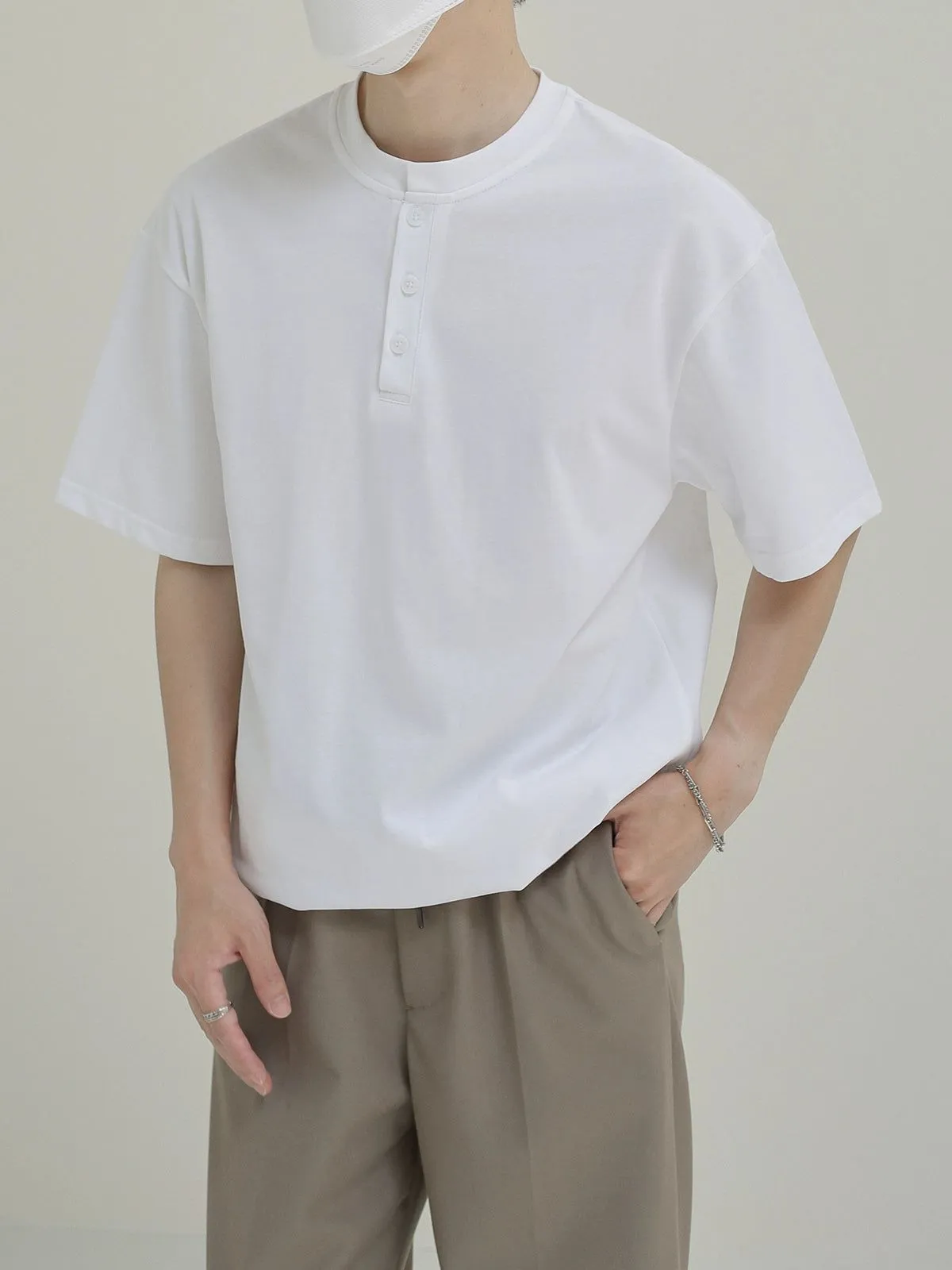 Zhou Thin Henley Collared T-Shirt