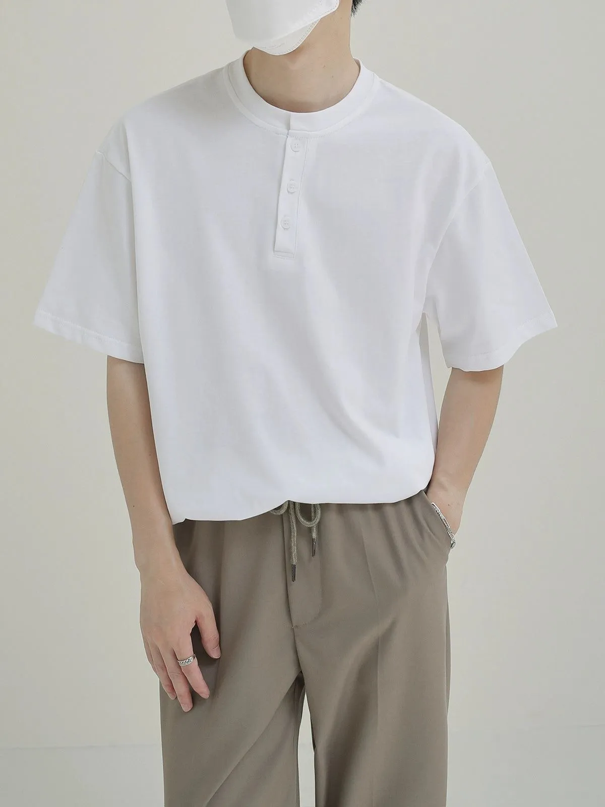 Zhou Thin Henley Collared T-Shirt