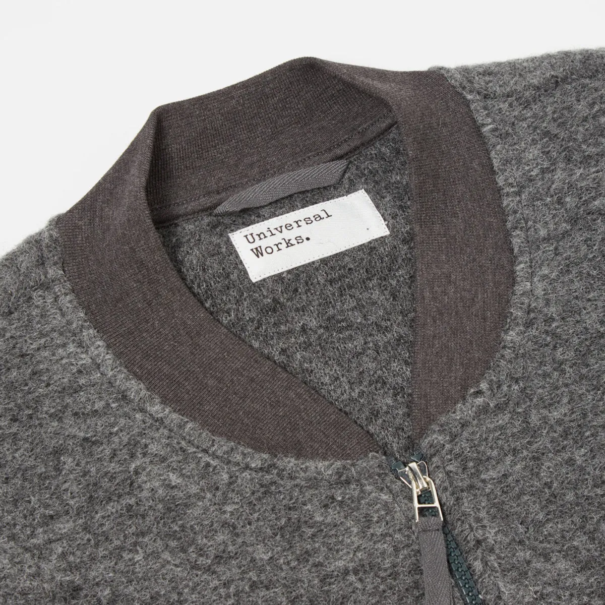 ZIP BOMBER WOOL FLEECE - GREY MARL